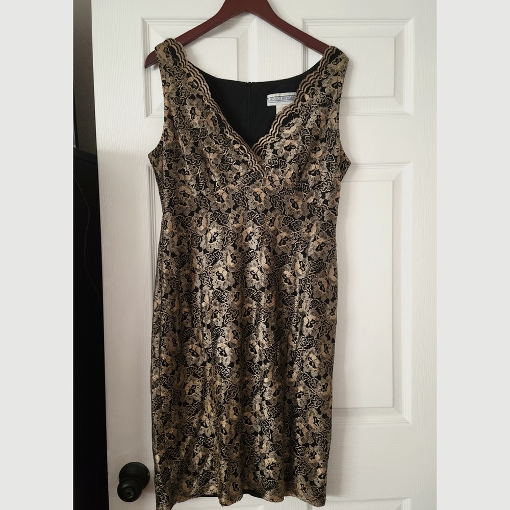 BLACK AND GOLD LACE DRESS